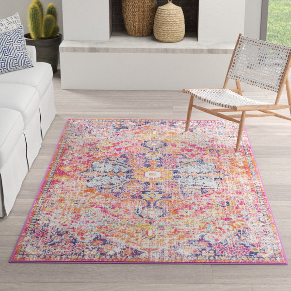 Mistana™ Hillsby Oriental Orange/Dark Blue Area Rug & Reviews Wayfair